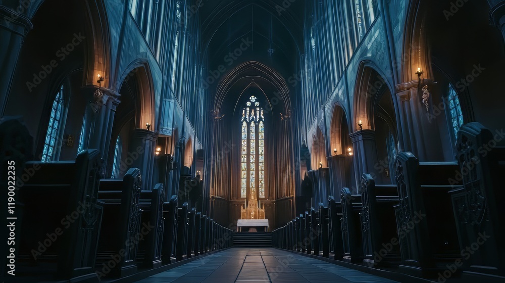 Fototapeta premium Grand cathedral interior, serene and calm