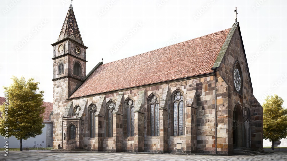 Fototapeta premium Historic stone church with tall tower