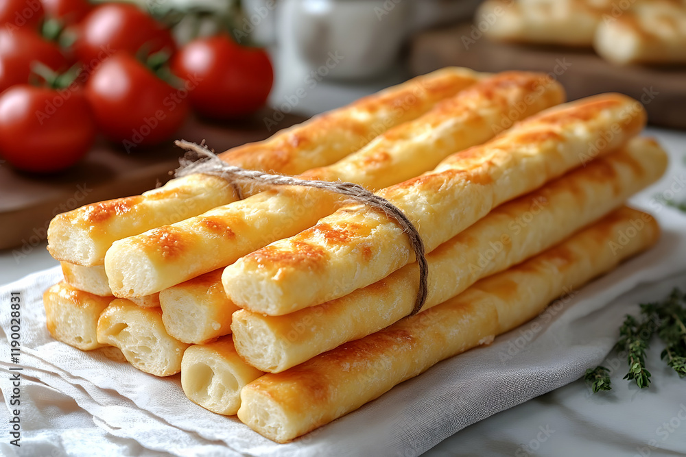 Golden Brown Cheese Sticks on White Napkin, Close-up Golden Brown Cheese Sticks on White Napkin, Close-up
