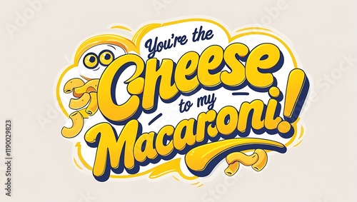 Youre the Cheese to my Macaroni Cute Food Illustration photo