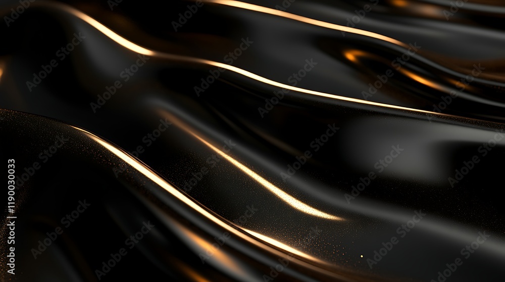 Fototapeta premium Abstract Black And Gold Swirling Fabric Texture