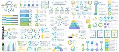 Collection of infographic templates - graphs and chart, timelines, steps and options, percents, people infographics, vector eps10 illustration
