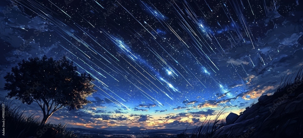 Fototapeta premium Captivating wide format illustration of a heavenly night sky.