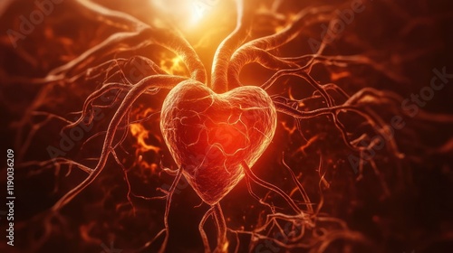 Anatomical Heart: A Fiery Visualization of the Cardiovascular System photo