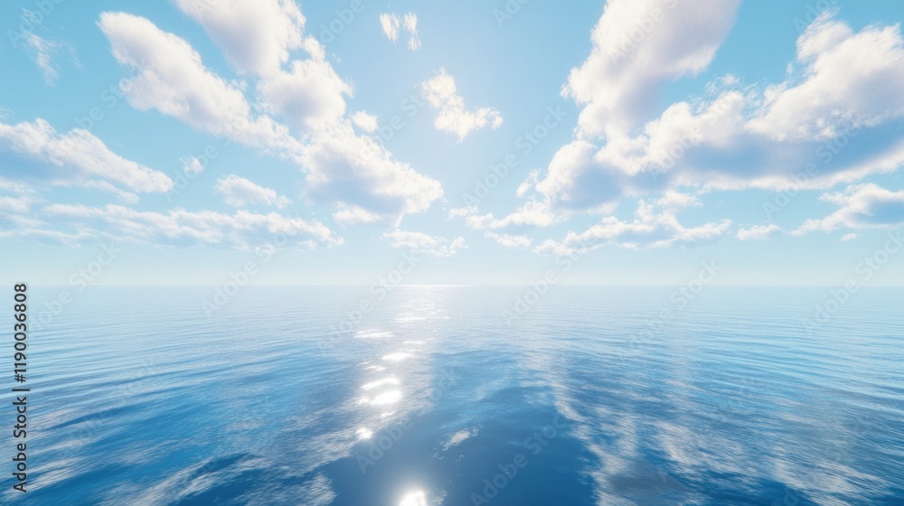 Serene Ocean Vista: A Calm Seascape Under a Bright Sky Serene Ocean Vista: A Calm Seascape Under a Bright Sky