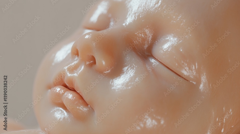 Fototapeta premium Precious Newborn: A Close-Up Portrait of Tranquil Sleep