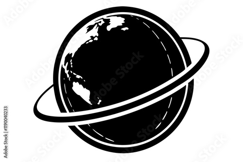 a desktop spinning globe silhouette vector illustration