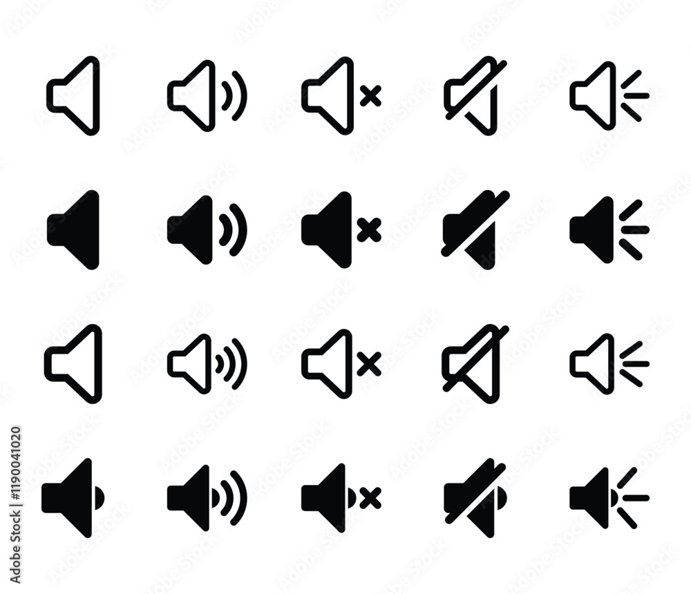 Set of speaker icon symbol vector isolated on white background
Set of speaker icon symbol vector isolated on white background