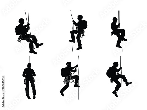 Rappelling Climbing Silhouette Artwork