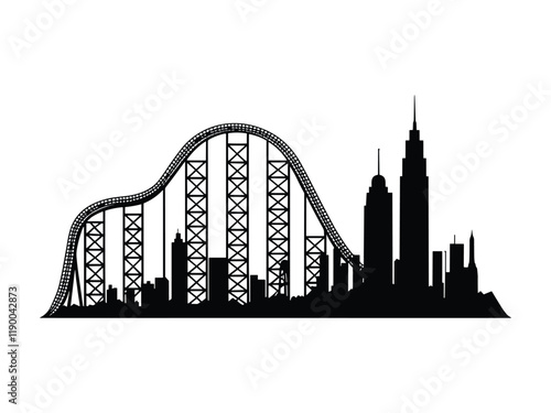 Roller Coaster Silhouette Vector Art
