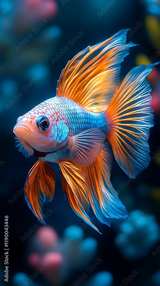 Goldfish Elegantly Swimming in Ocean Amid Vibrant Coral and Blue Waters Photo Goldfish Elegantly Swimming in Ocean Amid Vibrant Coral and Blue Waters Photo