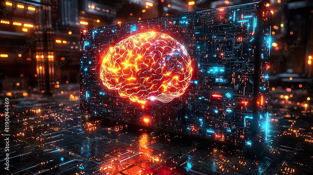 An abstract image of a human brain composed of digital circuits An abstract image of a human brain composed of digital circuits