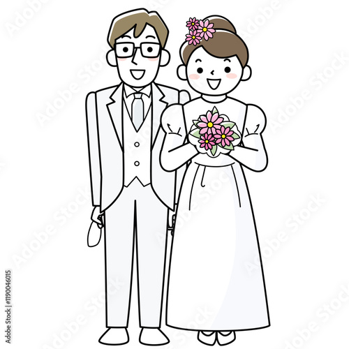 笑顔の新郎新婦