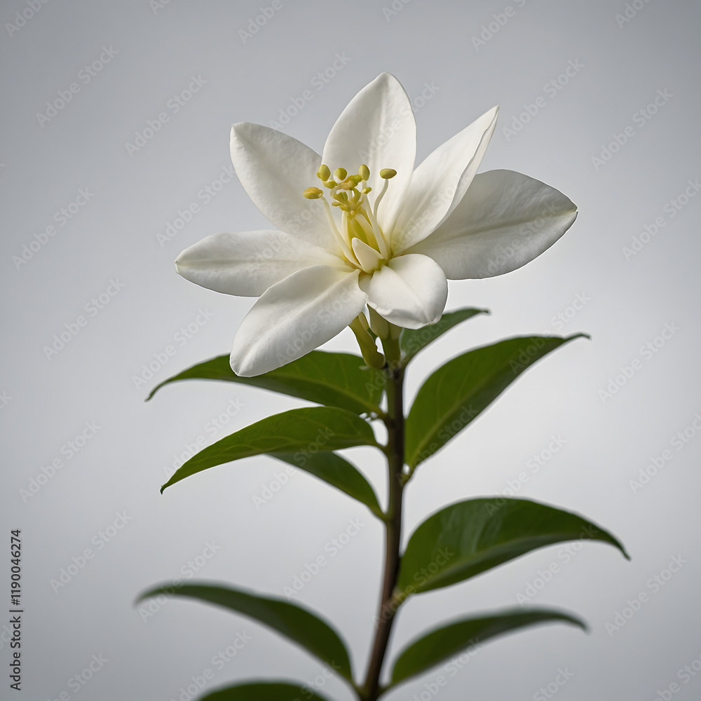 Fototapeta premium White Jasmine Flower Isolated on Grey Background 