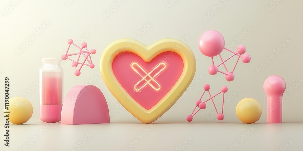 Vibrant Geometric Heart and Shapes Display Vibrant Geometric Heart and Shapes Display