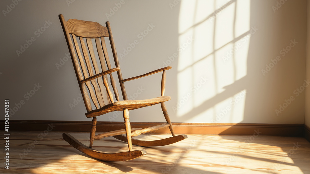 Fototapeta premium One simple, wooden rocking chair