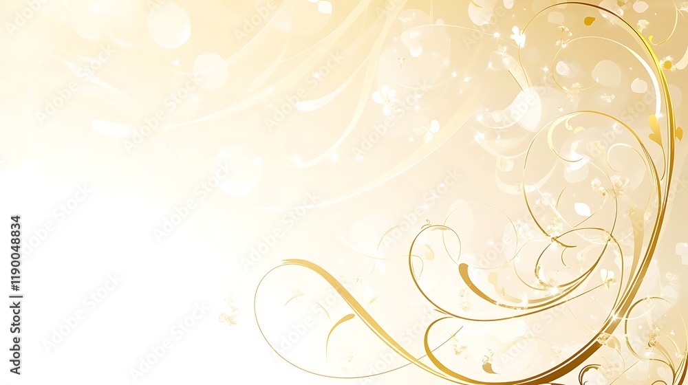 Elegant Golden Floral Design On Beige Background Elegant Golden Floral Design On Beige Background