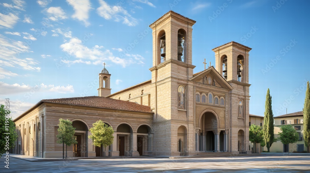 Fototapeta premium Modern cathedral under a blue sky