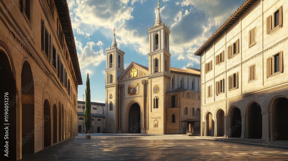 Obraz premium Cathedral square in historic town