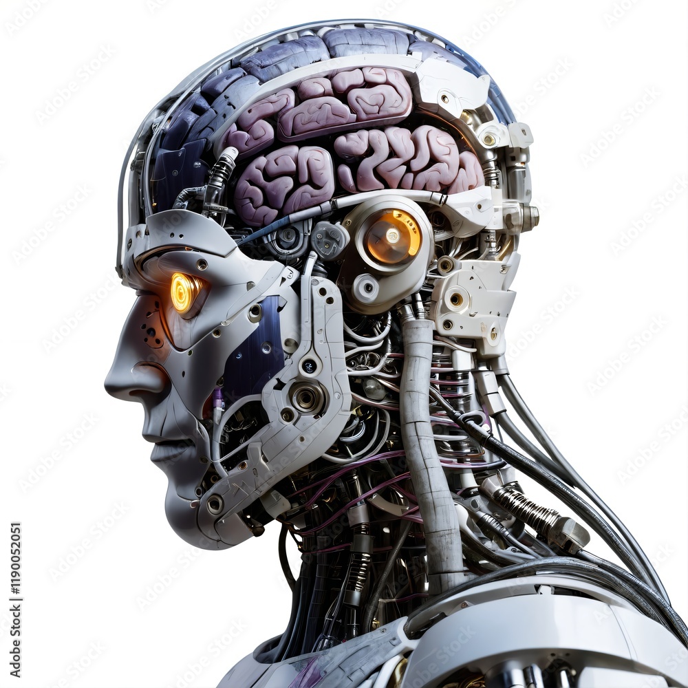 Fototapeta premium Mensch und Maschine im Profil