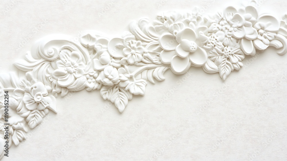 White Floral Bas Relief Wall Decor Design White Floral Bas Relief Wall Decor Design