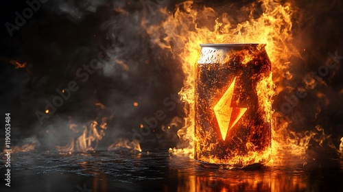 Flaming Can With Energy Symbol Design photo