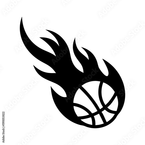 Dynamic Vector Illustration of Fiery Basketball with Flames, Intense Sports Action and Energy photo