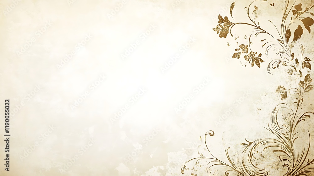 Antique Floral Design on Beige Textured Paper Antique Floral Design on Beige Textured Paper