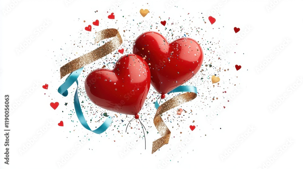 Vibrant Watercolor Valentine's Hearts with Glitter and Decorative Elements Vibrant Watercolor Valentine's Hearts with Glitter and Decorative Elements