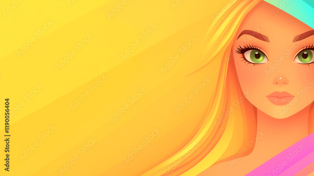 A cartoon girl with green eyes and blonde hair A cartoon girl with green eyes and blonde hair