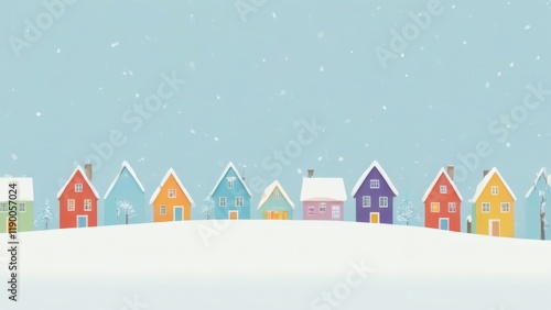 Colorful houses in snowy landscape