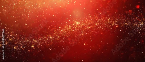 Abstract Red and Gold Background with Sparkling Gold Dots Creating a Starry Night Sky, Dreamy and Ethereal Feel