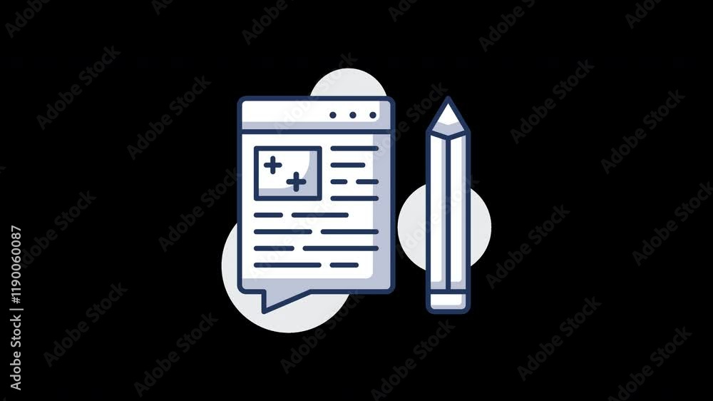 A digital illustration of an interface with a pencil and text box, showcasing a creative design process. A digital illustration of an interface with a pencil and text box, showcasing a creative design process.