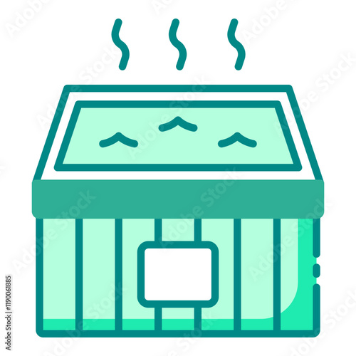 Steam jacuzzi sauna green filled line icon for relaxation and spa therapy