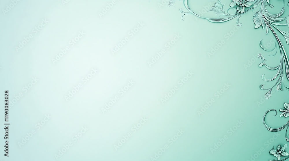 Elegant Mint Green Floral Design Background Elegant Mint Green Floral Design Background