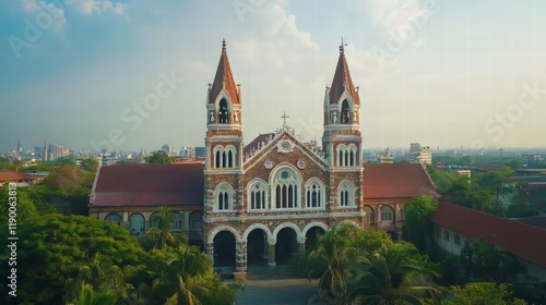 Wallpaper Mural Grand church, cityscape backdrop Torontodigital.ca