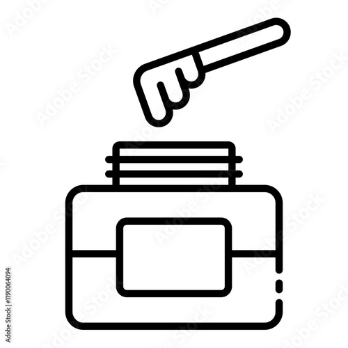 Wax jar with spatula outline icon for professional waxing or spa treatment