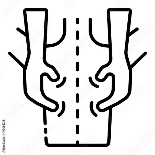 Back massage with pressure points outline icon for stress relief and relaxation