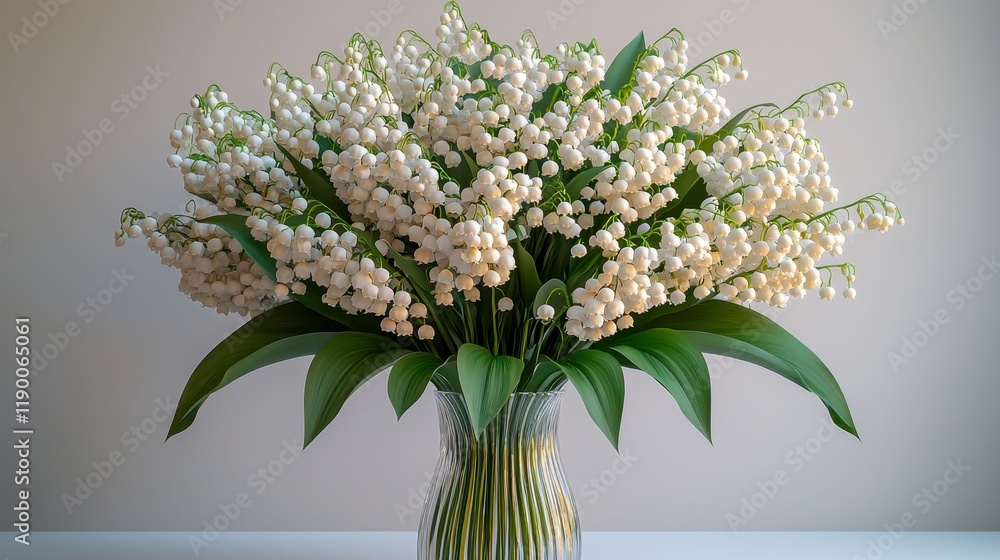 Lush bouquet of lily of the valley in a glass vase. (3) Lush bouquet of lily of the valley in a glass vase. (3)