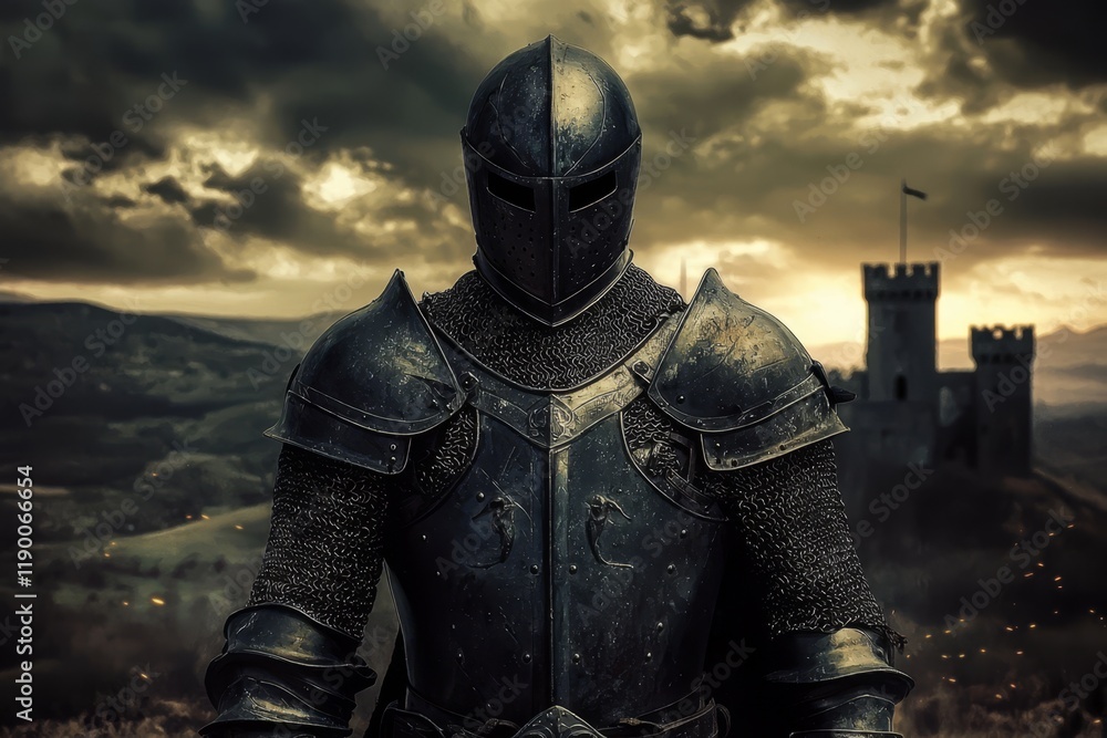 The castle guard embodies strength and bravery in a historical setting. The castle guard embodies strength and bravery in a historical setting.