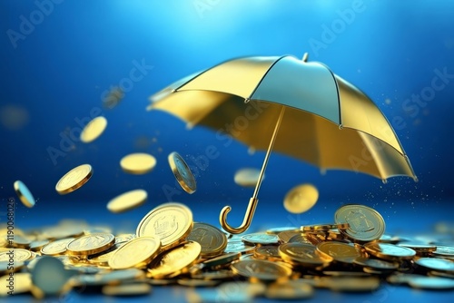 Wallpaper Mural A striking blue backdrop enhances the imagery of prosperity.  Torontodigital.ca