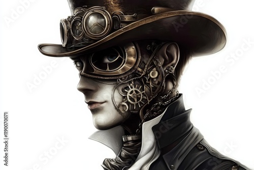 Digital illustration of a fashionable character in steampunk attire.