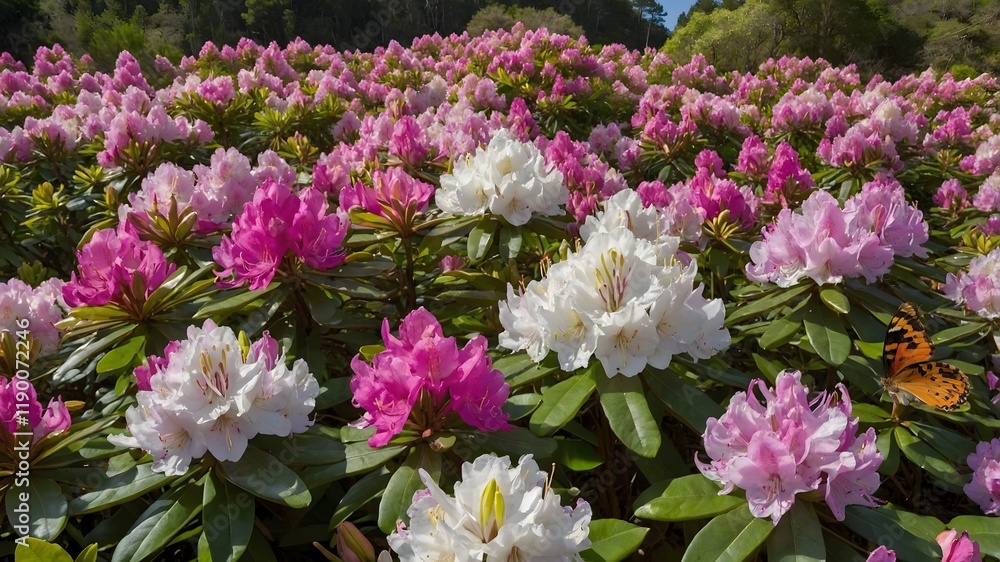 Rhododendron Kanehirai Blossoms Resiliently from Rocky Cliff Cracks Rhododendron Kanehirai Blossoms Resiliently from Rocky Cliff Cracks