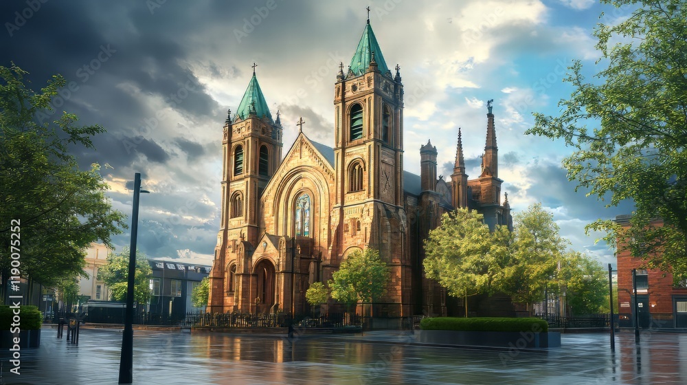 Fototapeta premium Grand church under dramatic sky