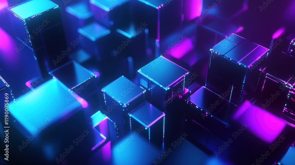 Abstract Neon Cubes Abstract Neon Cubes
