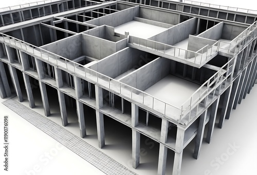 Fototapeta Naklejka Na Ścianę i Meble -  Concrete Structure Under Construction Showing Interior Framework