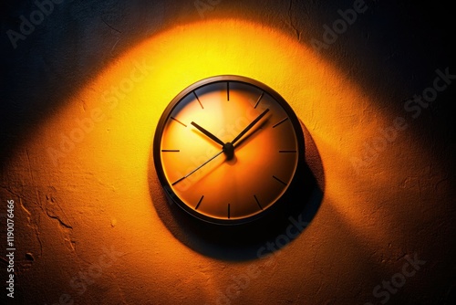 Wallpaper Mural Dark, minimalist clock silhouette.  One o'clock shadow cast in dramatic lighting. Torontodigital.ca