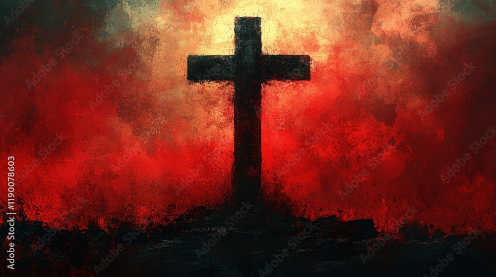 cross of jesus christ with shroud on abstract grunge background digital illustration cross of jesus christ with shroud on abstract grunge background digital illustration