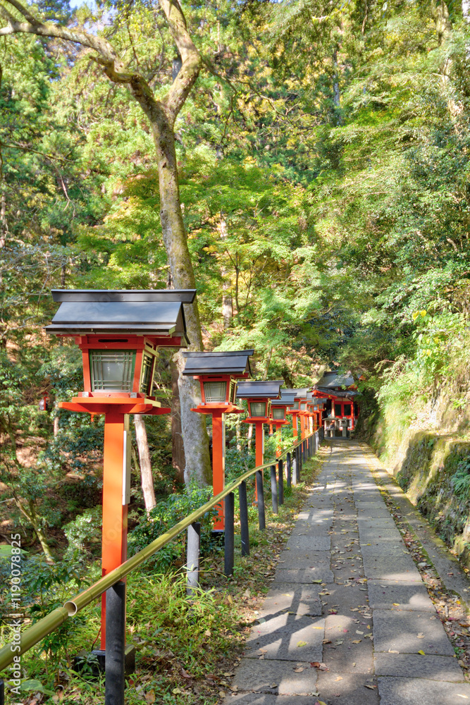 鞍馬寺の参道と弥勒堂 鞍馬寺の参道と弥勒堂