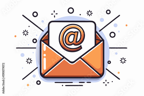 Modern Email Notification Design in Orange and Blue Representing Digital Communication